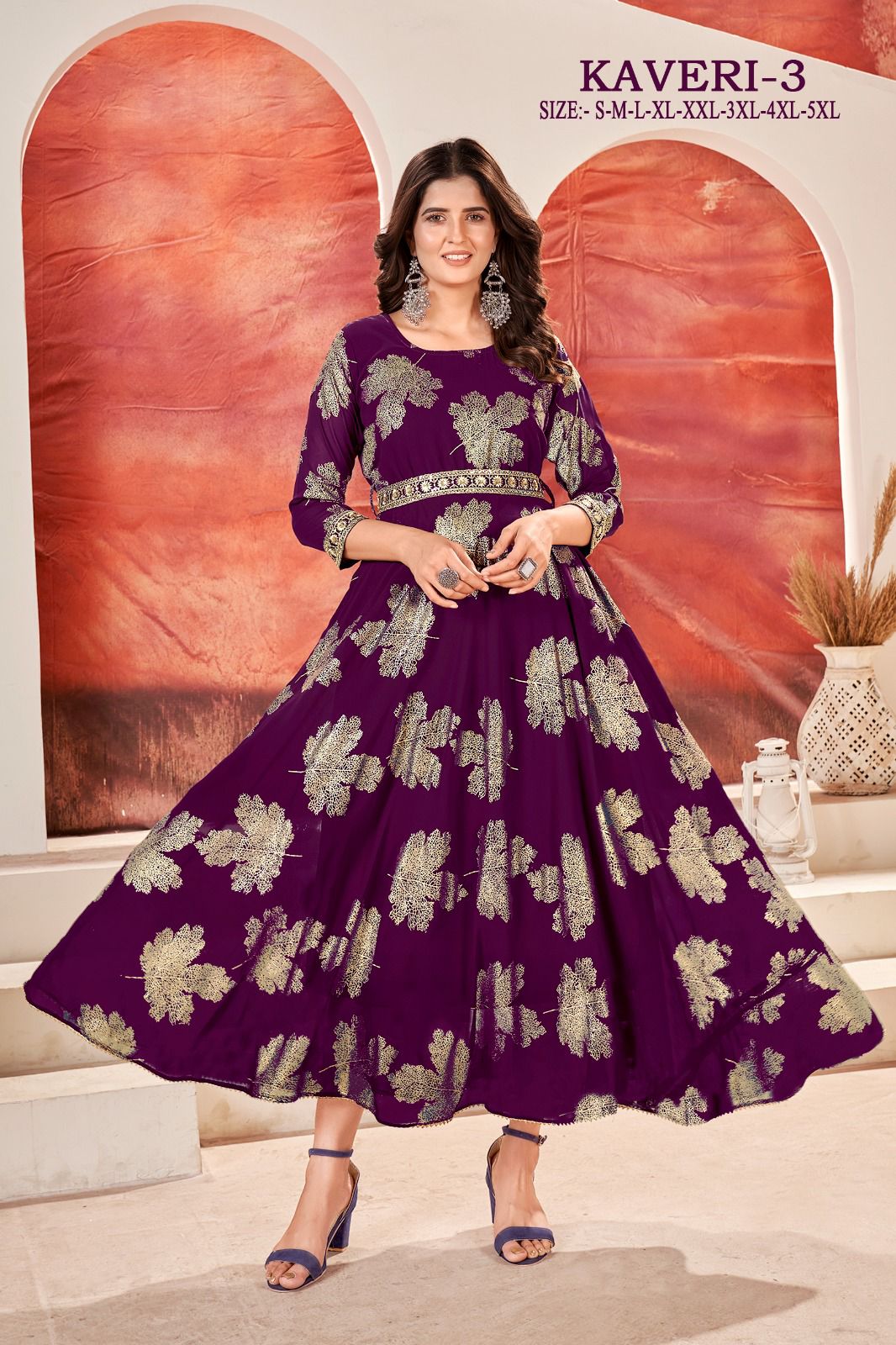 Kaveri 3 Gold Printed Georgette Anarkali Kurtis Wholesale Market In Surat